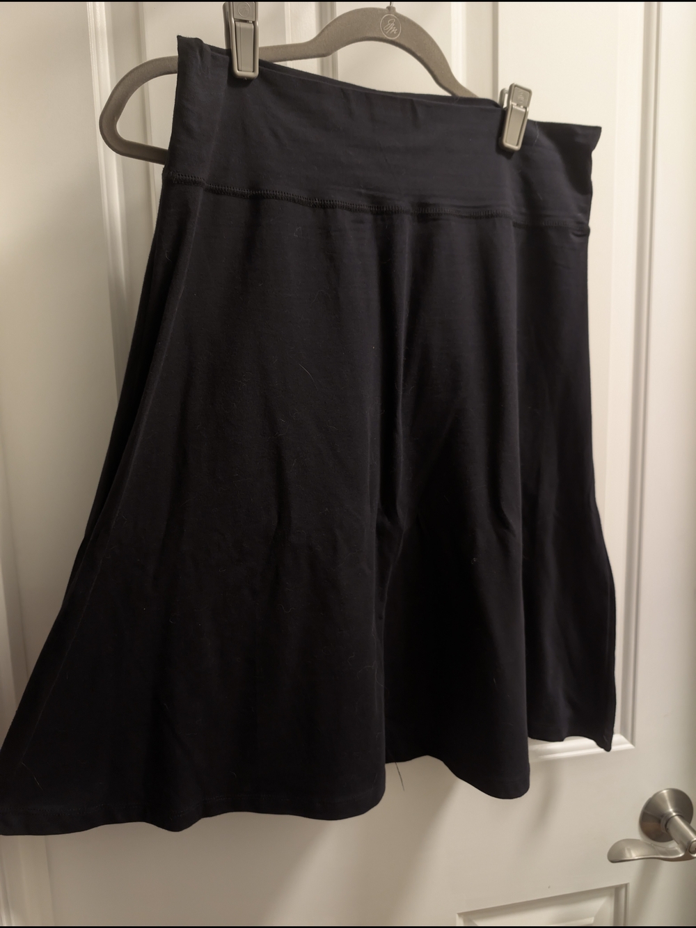 Black A-Line Skirt with Wide Fold-Over Waistband